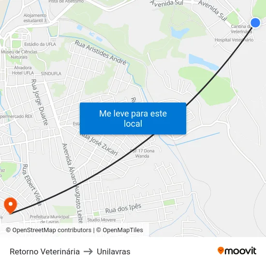 Retorno Veterinária to Unilavras map