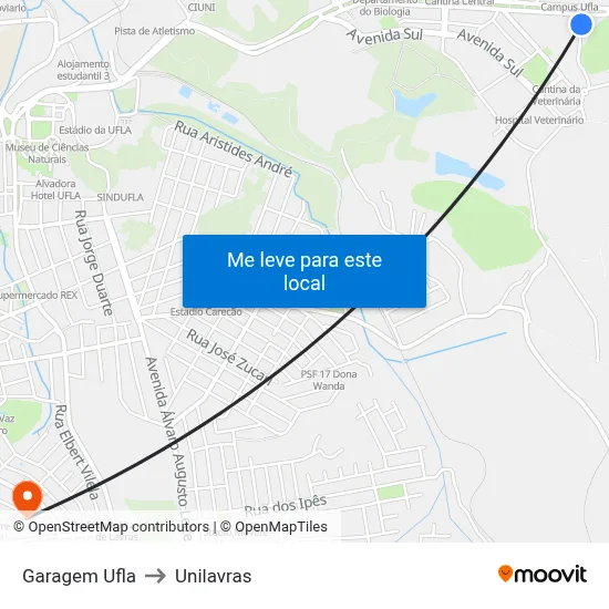Garagem Ufla to Unilavras map