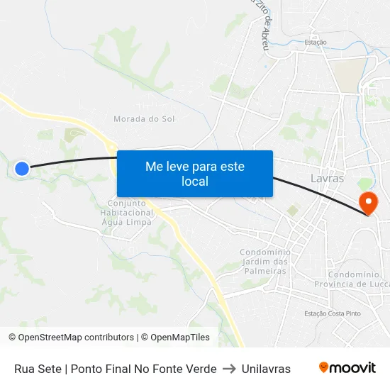 Rua Sete | Ponto Final No Fonte Verde to Unilavras map