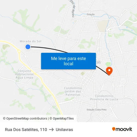 Rua Dos Satélites, 110 to Unilavras map