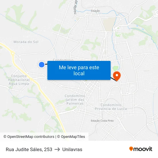 Rua Judite Sáles, 253 to Unilavras map
