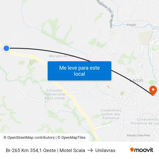 Br-265 Km 354,1 Oeste | Motel Scala to Unilavras map