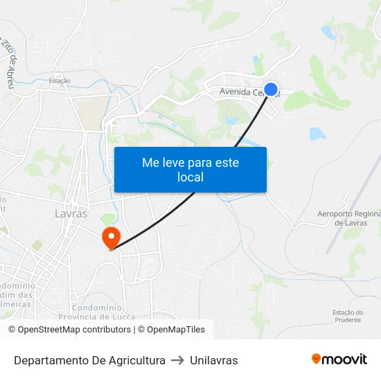 Departamento De Agricultura to Unilavras map