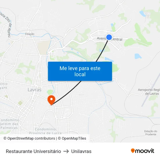 Restaurante Universitário to Unilavras map