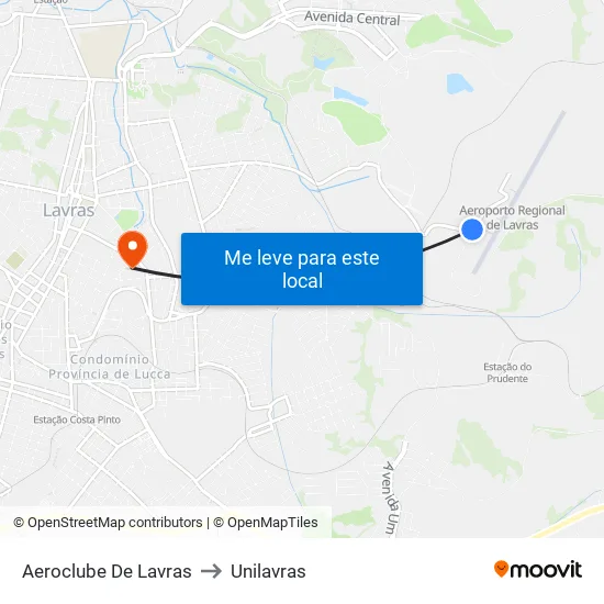 Aeroclube De Lavras to Unilavras map