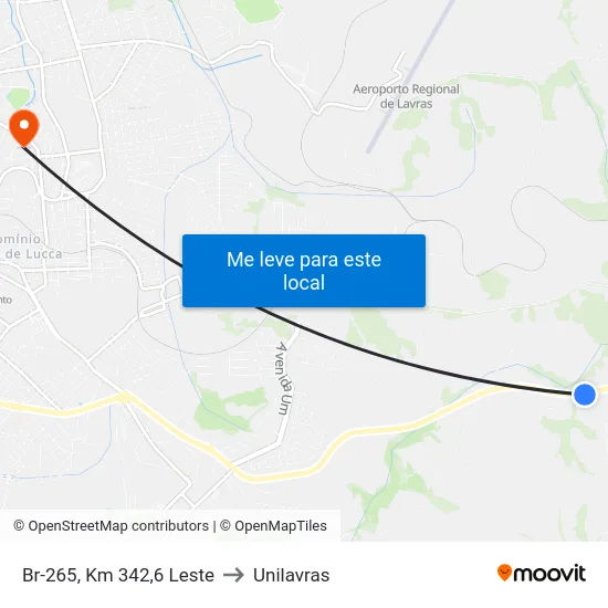 Br-265, Km 342,6 Leste to Unilavras map