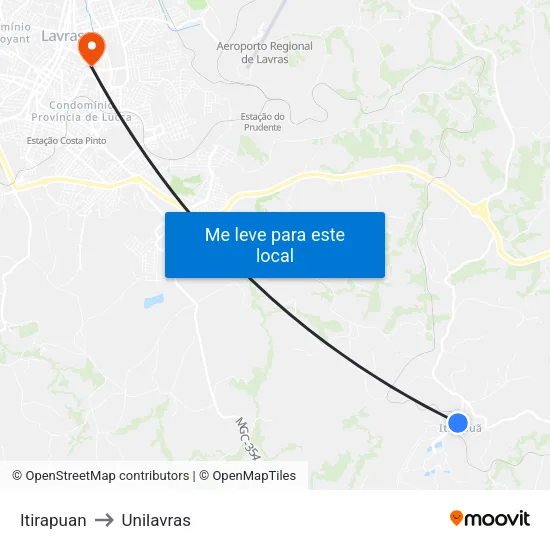 Itirapuan to Unilavras map