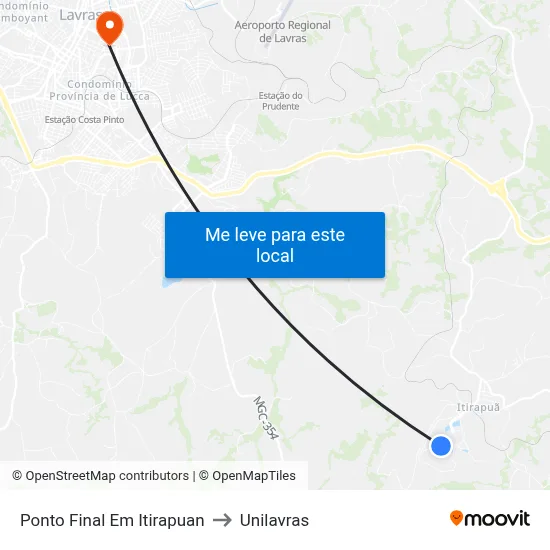 Ponto Final Em Itirapuan to Unilavras map