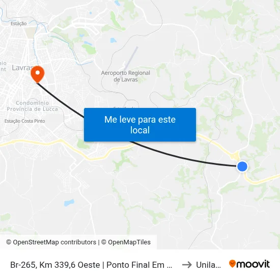 Br-265, Km 339,6 Oeste | Ponto Final Em Metal Lavras to Unilavras map