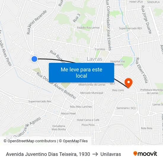 Avenida Juventino Dias Teixeira, 1930 to Unilavras map