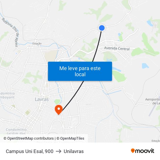 Campus Uni Esal, 900 to Unilavras map