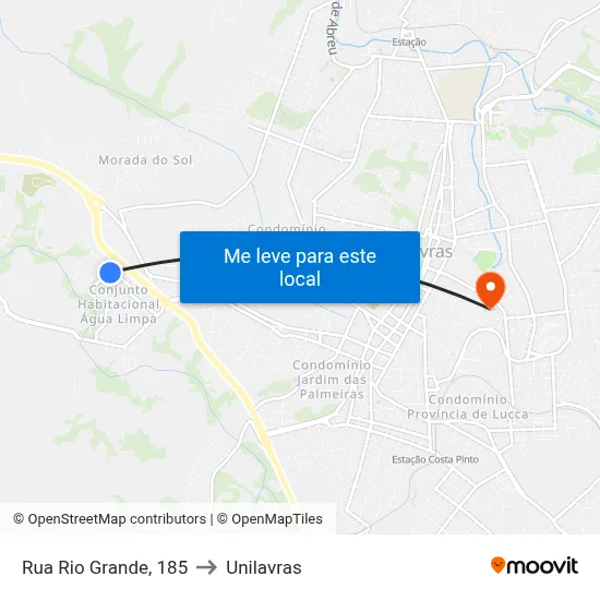 Rua Rio Grande, 185 to Unilavras map