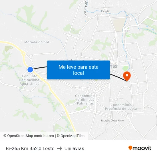 Br-265 Km 352,0 Leste to Unilavras map