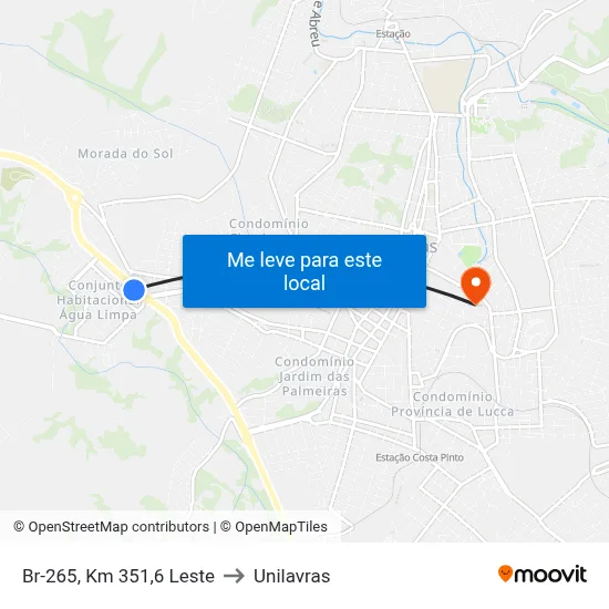Br-265, Km 351,6 Leste to Unilavras map