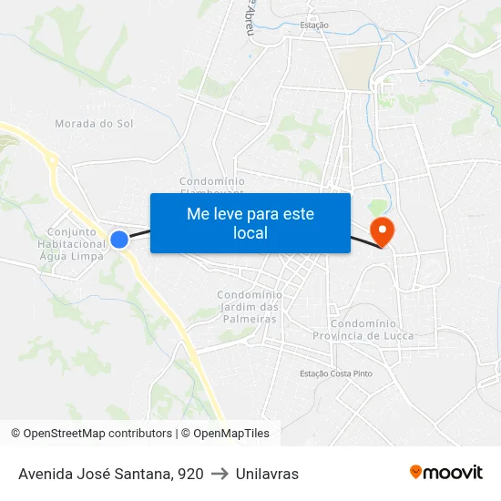 Avenida José Santana, 920 to Unilavras map