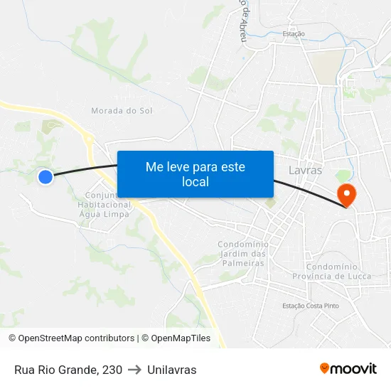 Rua Rio Grande, 230 to Unilavras map