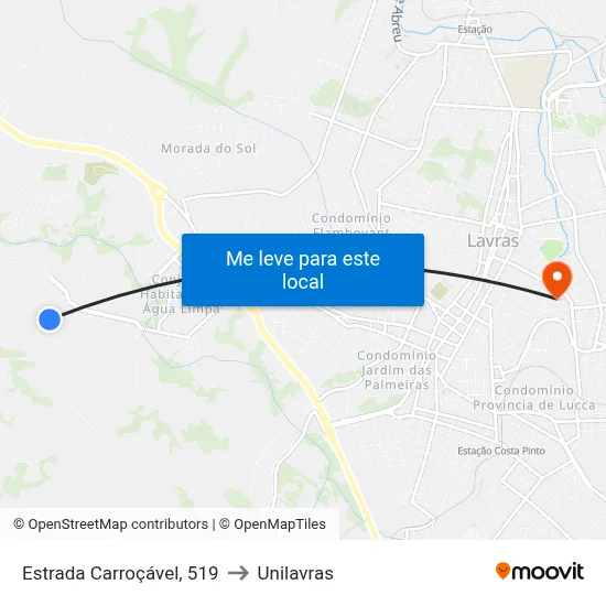 Estrada Carroçável, 519 to Unilavras map