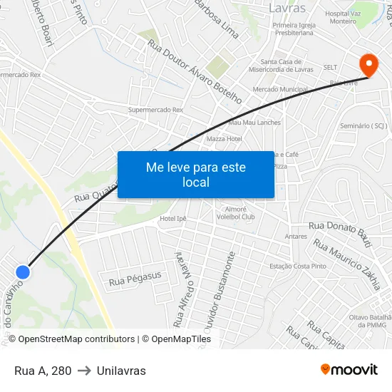 Rua A, 280 to Unilavras map