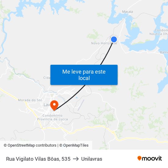Rua Vigilato Vilas Bôas, 535 to Unilavras map