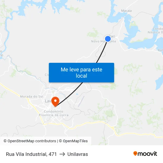 Rua Vila Industrial, 471 to Unilavras map