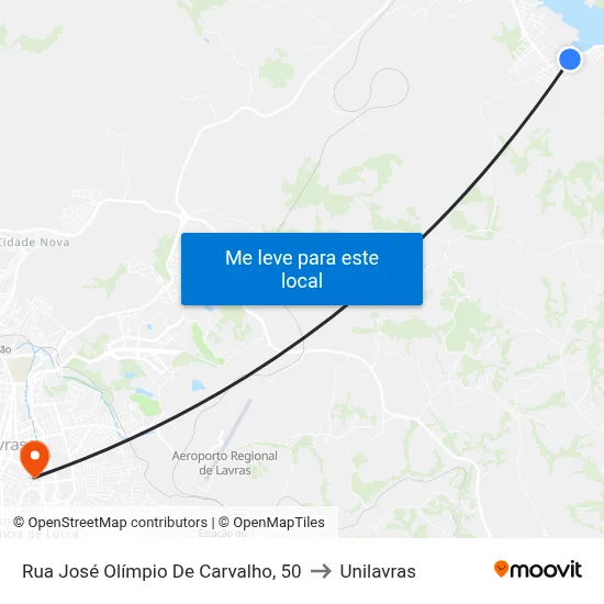 Rua José Olímpio De Carvalho, 50 to Unilavras map