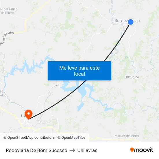 Rodoviária De Bom Sucesso to Unilavras map