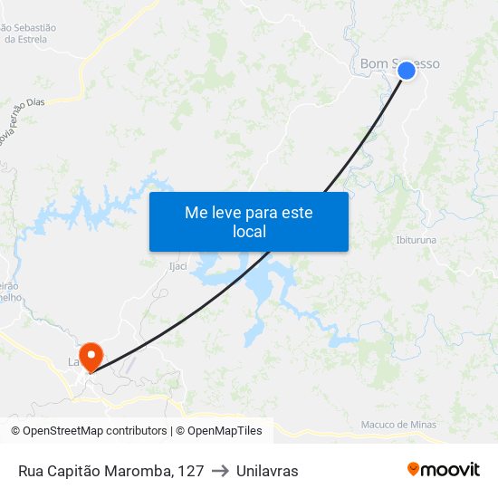 Rua Capitão Maromba, 127 to Unilavras map