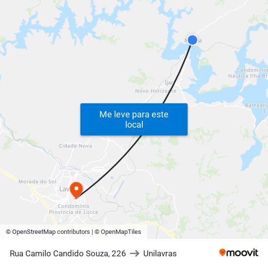 Rua Camilo Candido Souza, 226 to Unilavras map