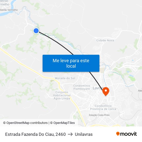 Estrada Fazenda Do Ciau, 2460 to Unilavras map