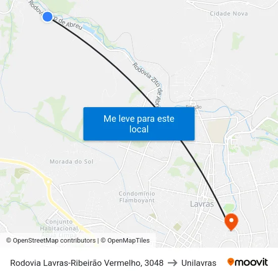 Rodovia Lavras-Ribeirão Vermelho, 3048 to Unilavras map