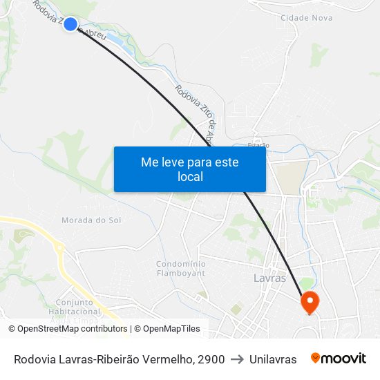 Rodovia Lavras-Ribeirão Vermelho, 2900 to Unilavras map