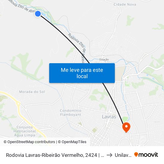 Rodovia Lavras-Ribeirão Vermelho, 2424 | Ete Lavras to Unilavras map