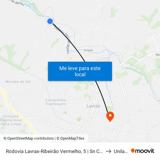 Rodovia Lavras-Ribeirão Vermelho, 5 | Sn Concretos E Britas to Unilavras map