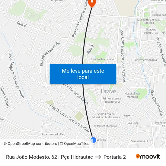 Rua João Modesto, 62 | Pça Hidrautec to Portaria 2 map