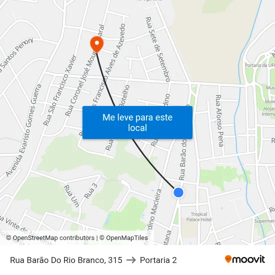 Rua Barão Do Rio Branco, 315 to Portaria 2 map
