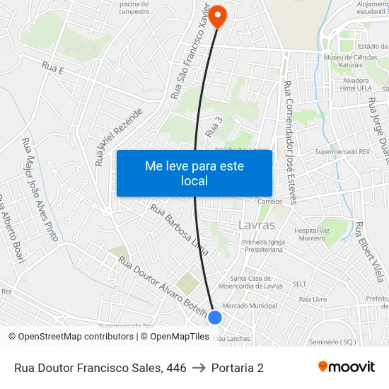 Rua Doutor Francisco Sales, 446 to Portaria 2 map