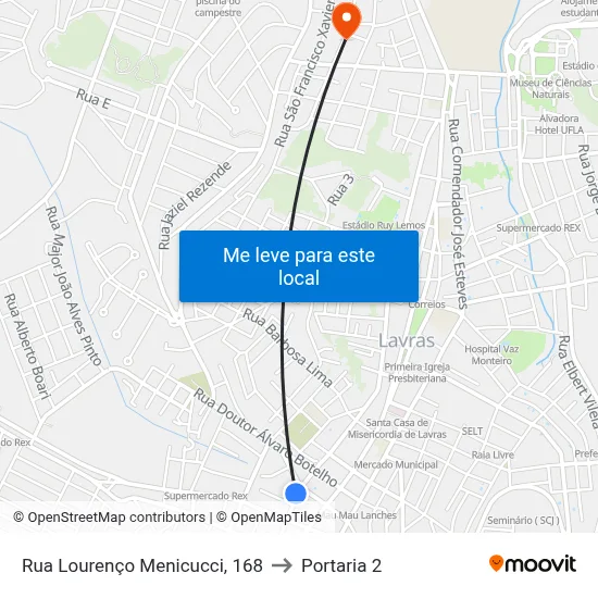 Rua Lourenço Menicucci, 168 to Portaria 2 map