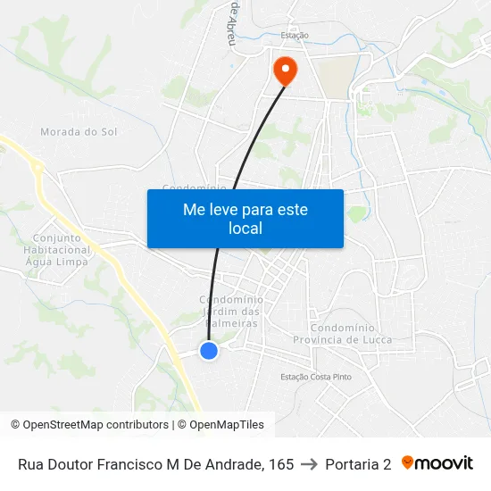 Rua Doutor Francisco M De Andrade, 165 to Portaria 2 map