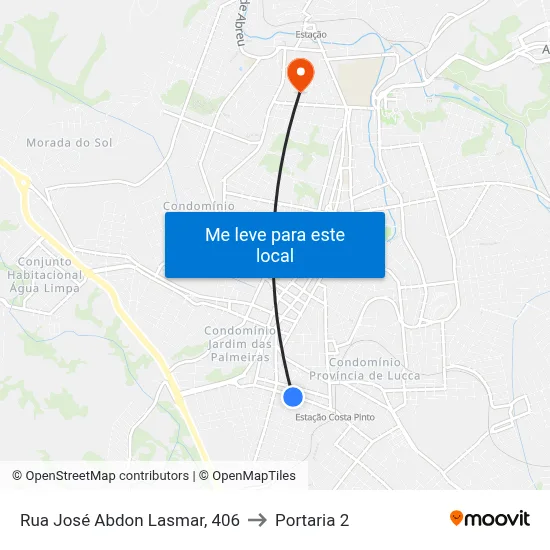 Rua José Abdon Lasmar, 406 to Portaria 2 map