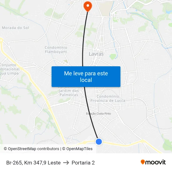 Br-265, Km 347,9 Leste to Portaria 2 map