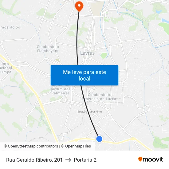 Rua Geraldo Ribeiro, 201 to Portaria 2 map