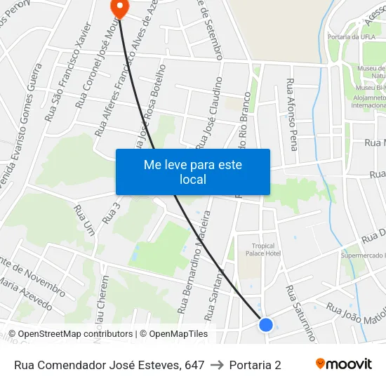 Rua Comendador José Esteves, 647 to Portaria 2 map
