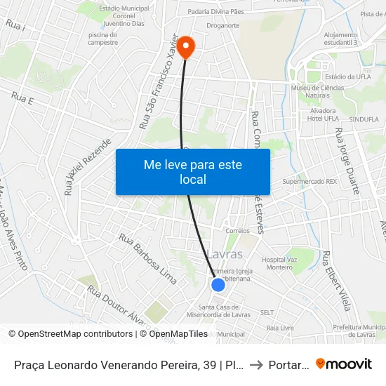 Praça Leonardo Venerando Pereira, 39 | Planeta Shake to Portaria 2 map