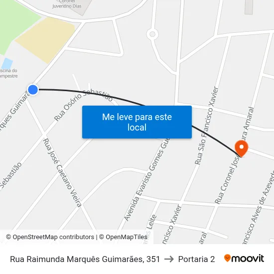 Rua Raimunda Marquês Guimarães, 351 to Portaria 2 map