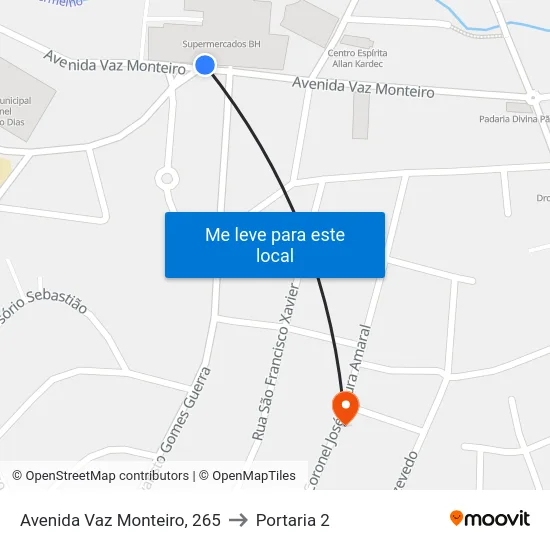 Avenida Vaz Monteiro, 265 to Portaria 2 map