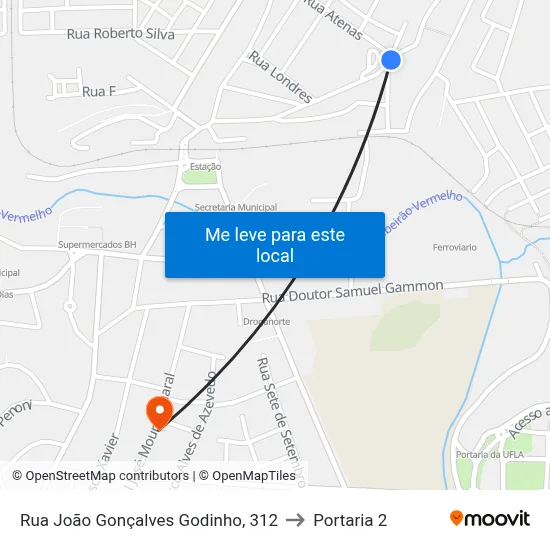 Rua João Gonçalves Godinho, 312 to Portaria 2 map