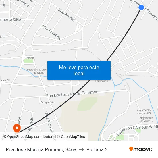 Rua José Moreira Primeiro, 346a to Portaria 2 map