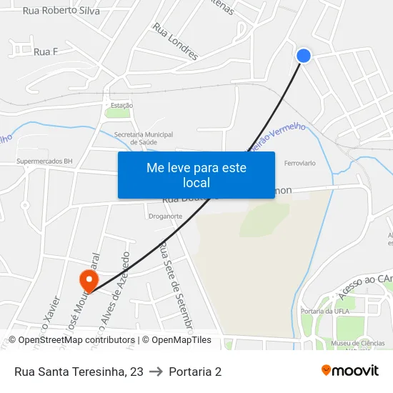 Rua Santa Teresinha, 23 to Portaria 2 map