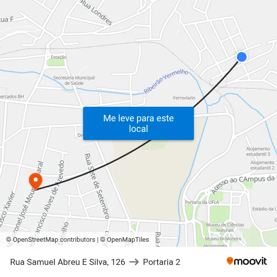 Rua Samuel Abreu E Silva, 126 to Portaria 2 map