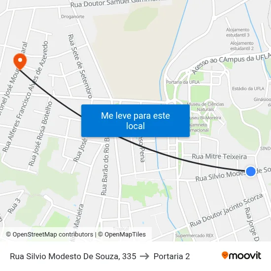 Rua Silvio Modesto De Souza, 335 to Portaria 2 map